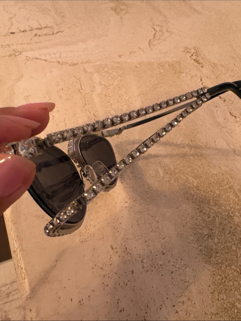 Crystal-Embellished Cat Eye Sunglasses - Black - Picture 2 of 5